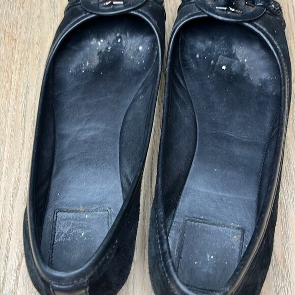 Tory Burch Aaden Suede Ballet Flats Slip Ons Black Gunmetal Size 7.5 - Picture 8 of 10